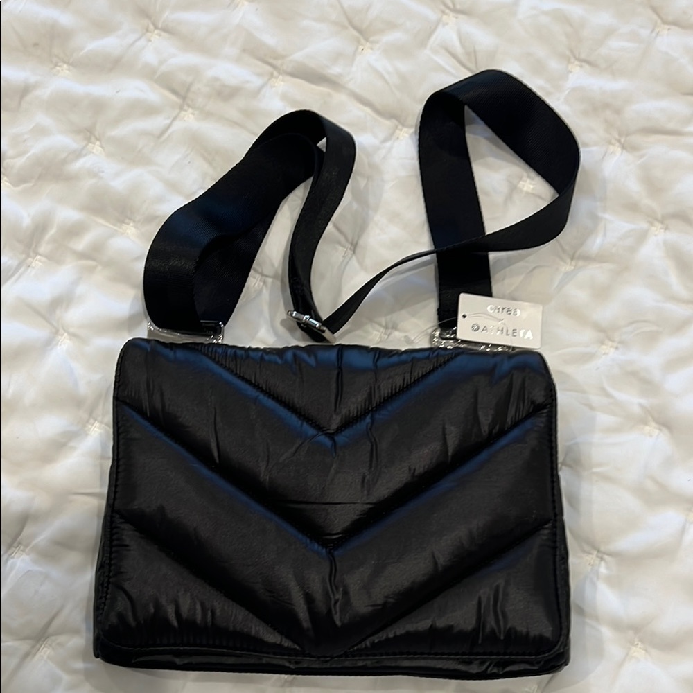 Athleta Black Quilted Crossbody Bag